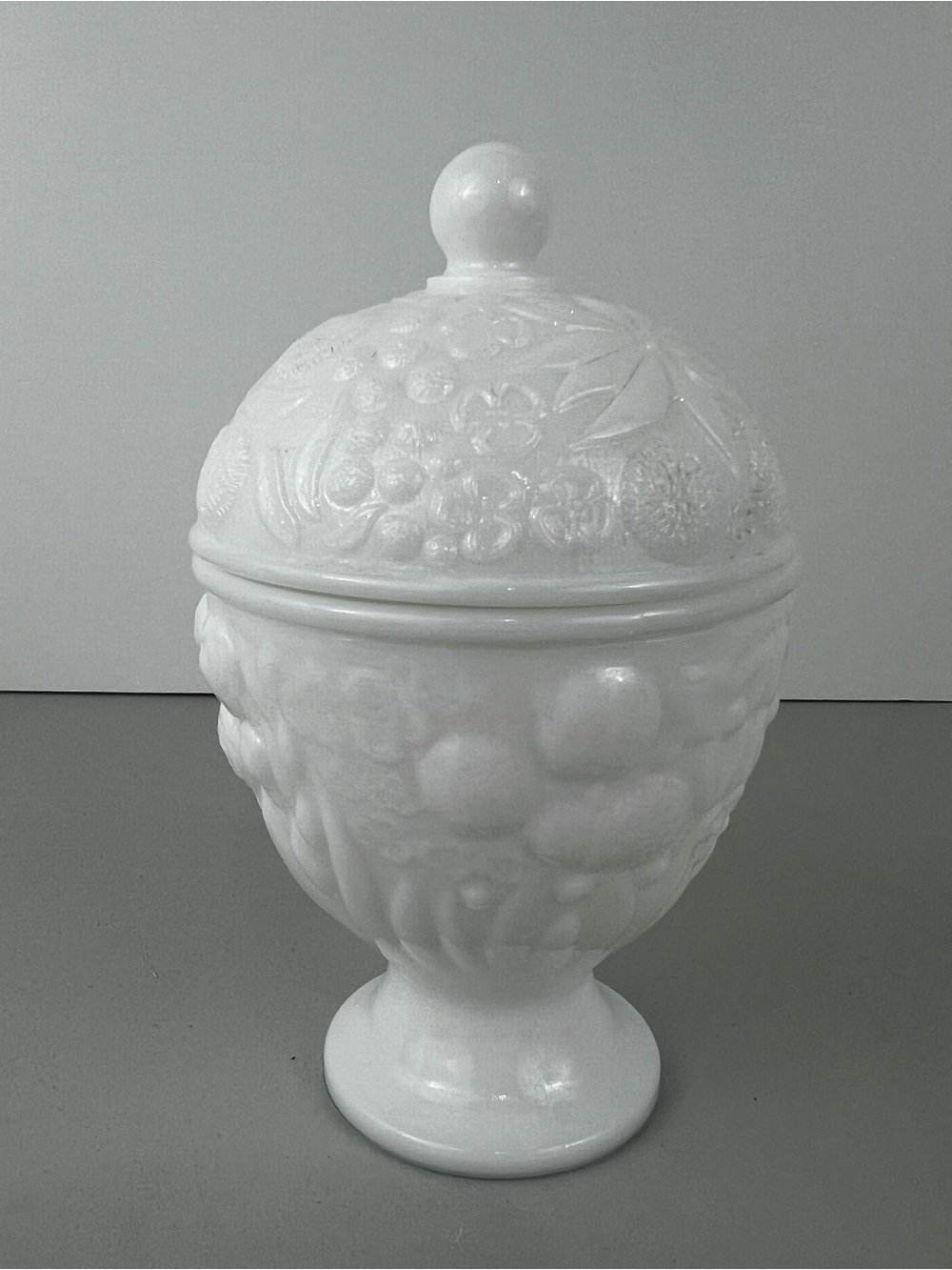 Vintage Avon Egg-shaped Milk Glass Pedestal Candy Dish